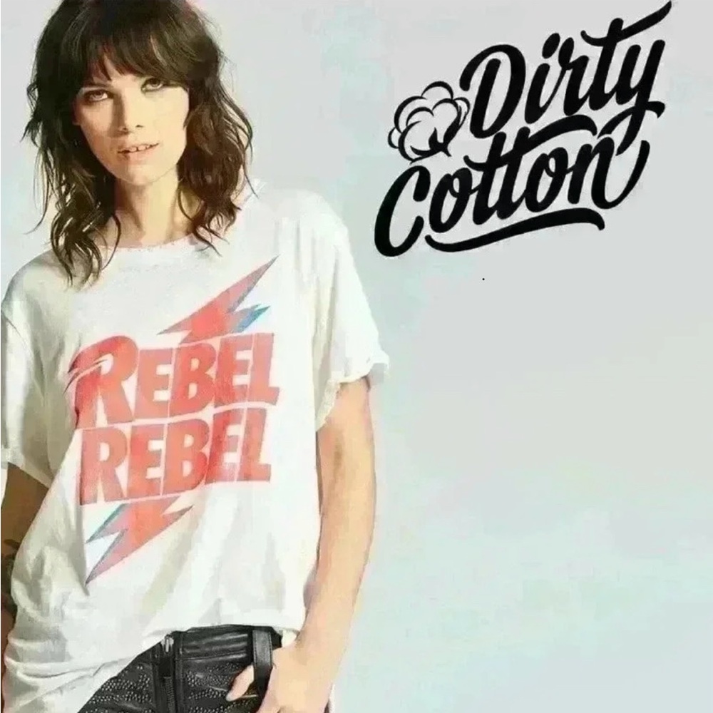 Rebel Rebel White T-Shirt Unisex by Dirty Cotton
